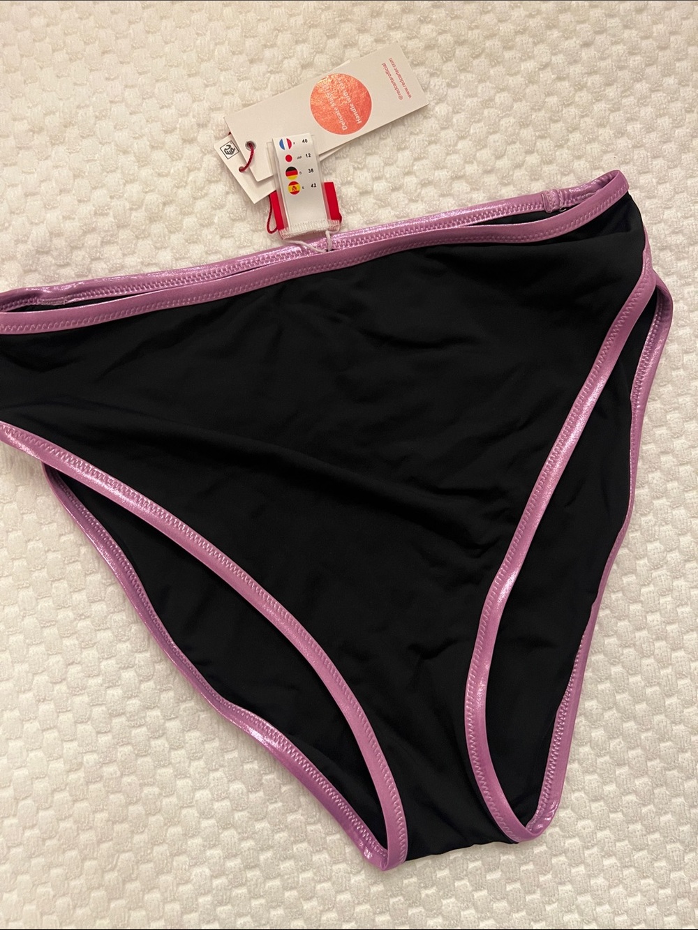 Red Carter Black Bikini Bottom with Purple Trim B41